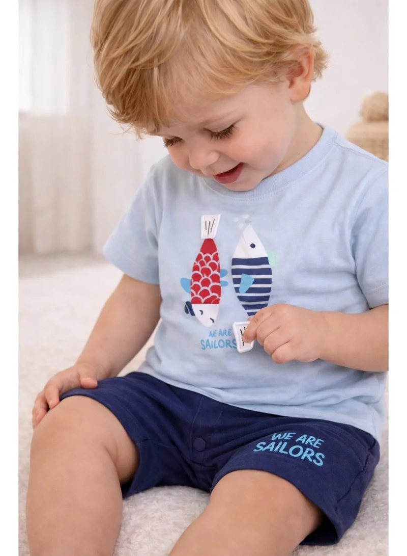 Victor And Jane  Infant Boys’ 2-Piece Set – Fish Print T-Shirt & Drawstring Shorts for Men | Best Price UAE